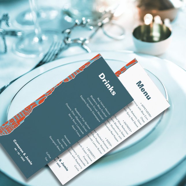 Modern Red Blue Border Drinks Dinner Menu (Modern Red Blue Border Drinks Dinner Menu)