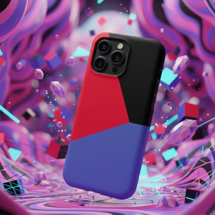 Modern Red & Blue Geometric Colour Block on Black