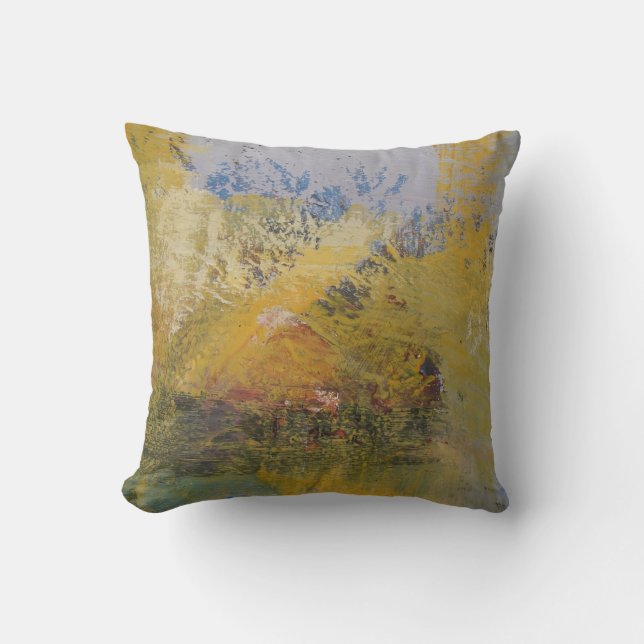 Modern Red Blue Soft Pastel Colour Abstract Cushion (Front)