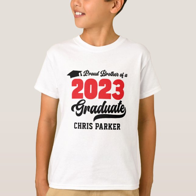 Modern Red Bold Proud Brother of a 2023 Graduate  T-Shirt (Front)
