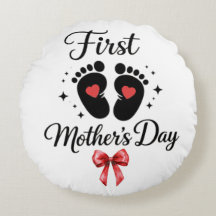 Modern Red Bow 1st Mother's Day Custom Typography