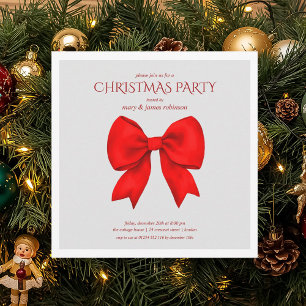 Modern Red Bow Christmas Holiday Party  Invitation