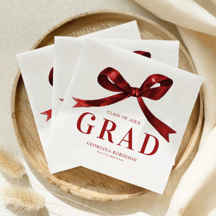 Modern Red Bow Graduation Party Napkin