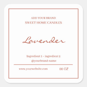 Modern red brown ingredients product  square sticker