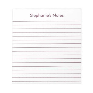 Modern Red Brown Lined Personalised Notepad