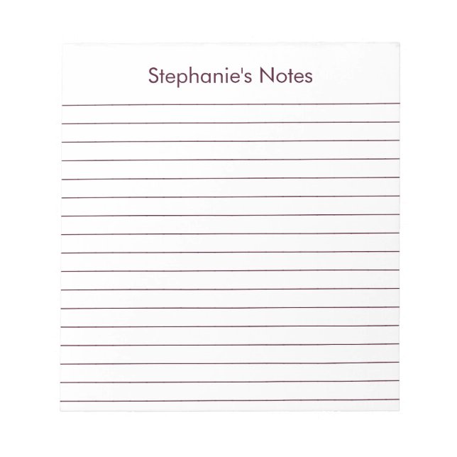 Modern Red Brown Lined Personalised Notepad (Front)