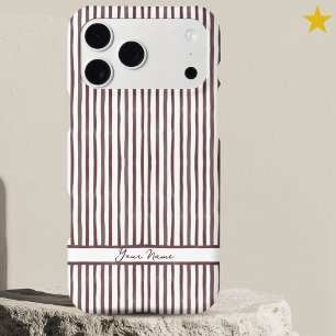 Modern Red Brown Watercolor Stripes Custom Name 