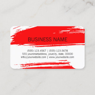 Modern Red Brush Stroke Paint Business Card