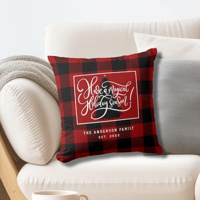 Modern Red Buffalo Plaid Christmas Cushion (Creator Uploaded)