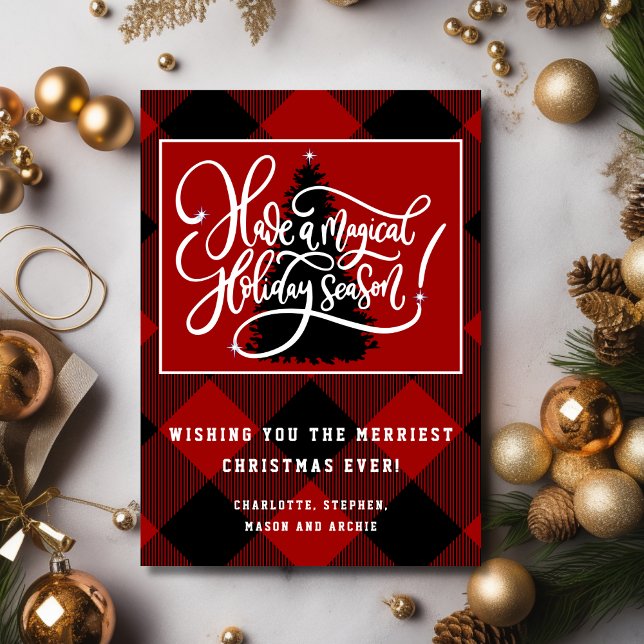 Modern Red Buffalo Plaid Christmas Holiday Card (Creator Uploaded)