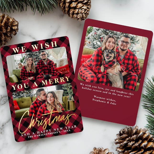 Modern Red Buffalo Plaid Christmas Photo (Creator Uploaded)