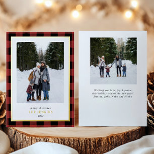 Modern Red Buffalo Plaid Christmas Two Photos