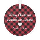 Modern Red Buffalo Plaid Grandparents Photo