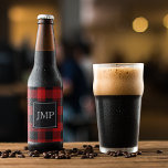 Modern Red Buffalo Plaid | Personal Initial  Beer Bottle Label<br><div class="desc">Elevate your style with our Modern Red Buffalo Plaid Personal Initial product,  exclusively available on Zazzle! Whether you're looking to add a touch of rustic charm to your wardrobe or searching for the perfect personalised gift,  this product is designed just for you.</div>