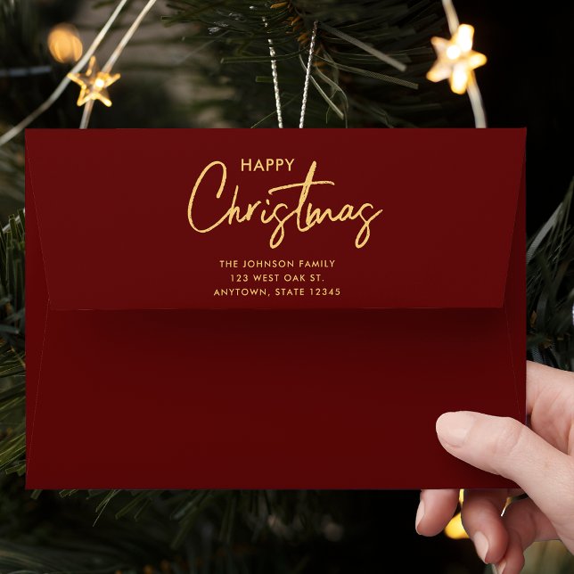 Modern Red Burgundy Christmas  Envelope (Creator Uploaded)