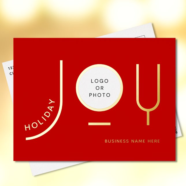 Modern Red Business Gold Foil Holiday Post Card (Creator Uploaded)
