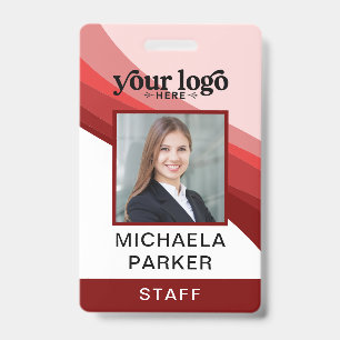 Modern Red Business Logo Employee Photo ID Badge