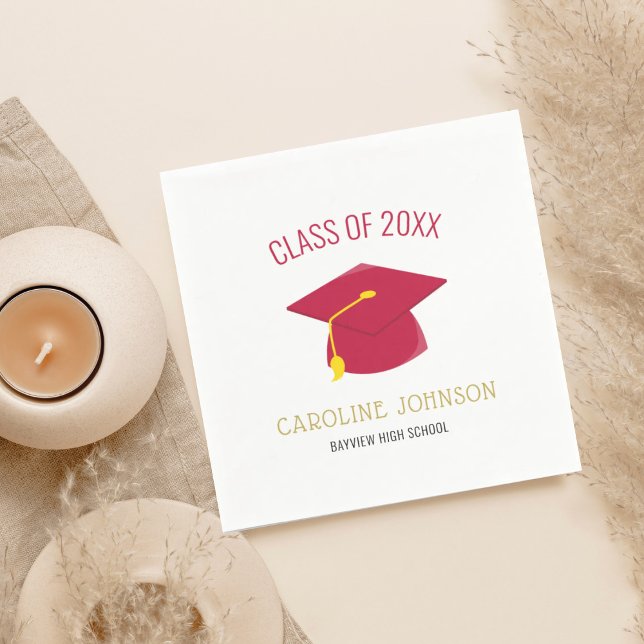 Modern Red Cap & Tassel Graduation Napkin (Creator Uploaded)