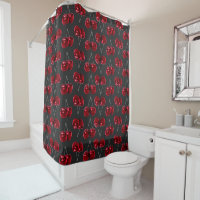 Modern Red Cherries on Charcoal Black