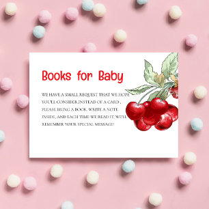 Modern Red Cherry Baby Shower Book  Enclosure Card