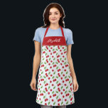 Modern Red Cherry Pattern Baking Apron<br><div class="desc">An elegant personalised cherry pattern baking apron.  Personalise it with your name. Makes a cute gift for a friend. Great for birthdays,  Valentines Day,  etc. Designed for you by Blackberry Boulevard.</div>