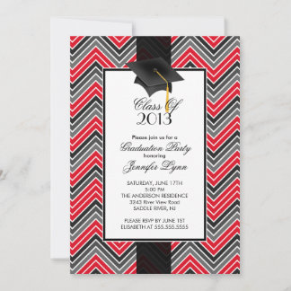 Modern Red Chevron 2013 Graduation Party Invitation