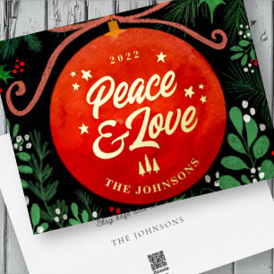 Modern Red Christmas Ball Ornament Botanical