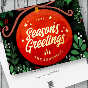 Modern Red Christmas Ball Ornament Botanical