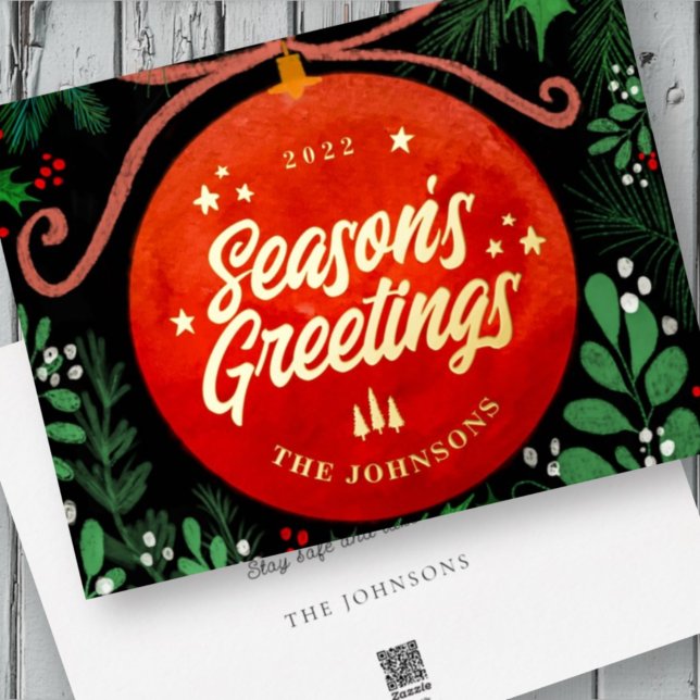 Modern Red Christmas Ball Ornament Botanical (Creator Uploaded)