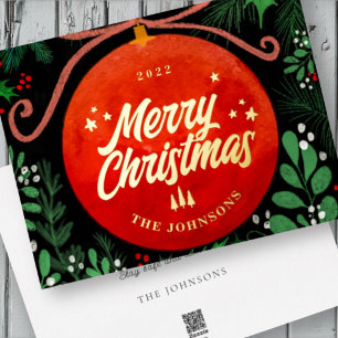 Modern Red Christmas Ball Ornament Botanical