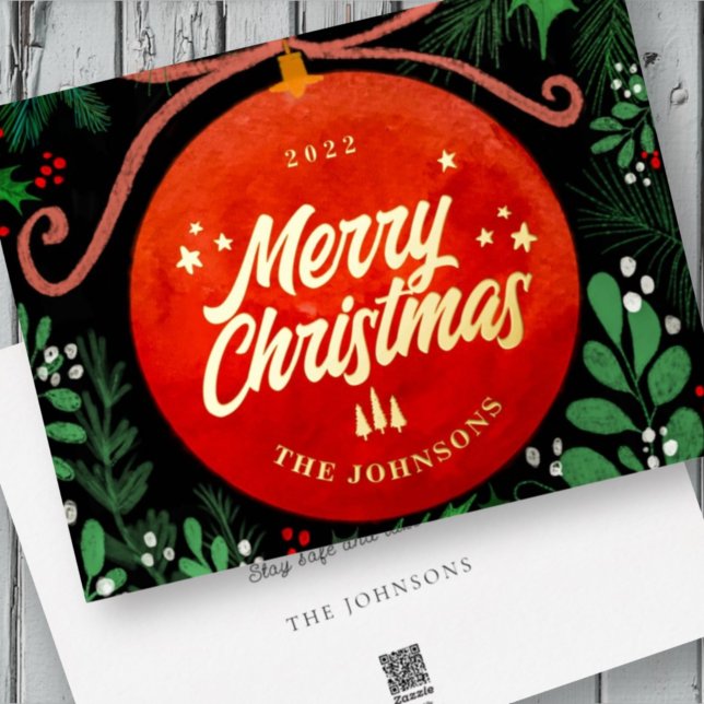 Modern Red Christmas Ball Ornament Botanical (Creator Uploaded)