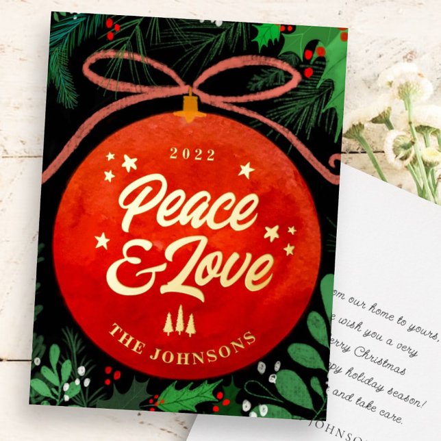 Modern Red Christmas Ball Ornament Botanical (Creator Uploaded)