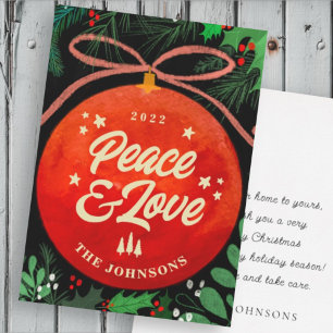 Modern Red Christmas Ball Ornament Botanical Holiday Card