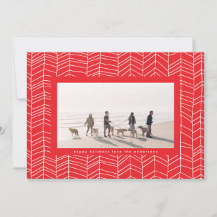 Modern Red Christmas Candy Cane Photo Holiday Card