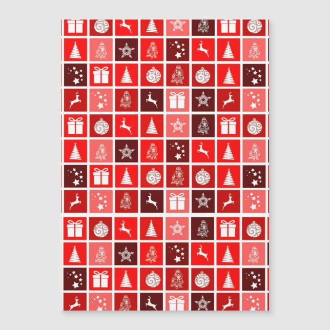 Modern Red Christmas Grid Pattern Minimalist  (Front)