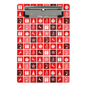 Modern Red Christmas Grid Pattern Minimalist  Mini Clipboard