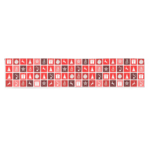 Modern Red Christmas Grid Pattern Minimalist  Short Table Runner