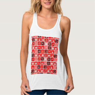 Modern Red Christmas Grid Pattern Minimalist Singlet