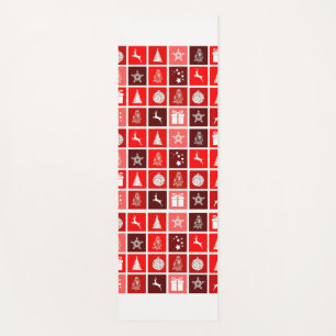 Modern Red Christmas Grid Pattern Minimalist  Yoga Mat