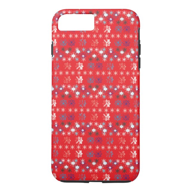 Modern Red Christmas Holiday snowflake pattern Case-Mate iPhone Case (Back)