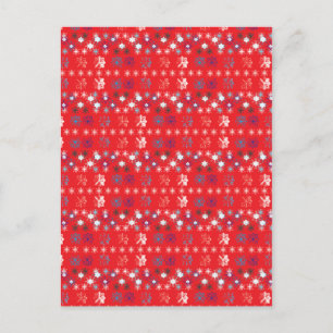 Modern Red Christmas Holiday snowflake pattern Postcard