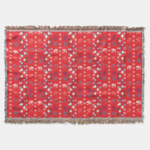 Modern Red Christmas Holiday snowflake pattern Throw Blanket