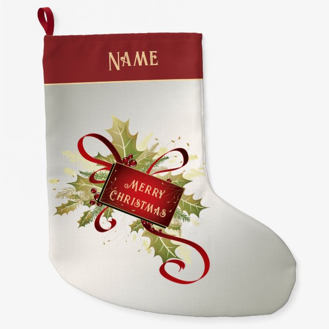 Modern Red Christmas Holiday Stocking (Front)