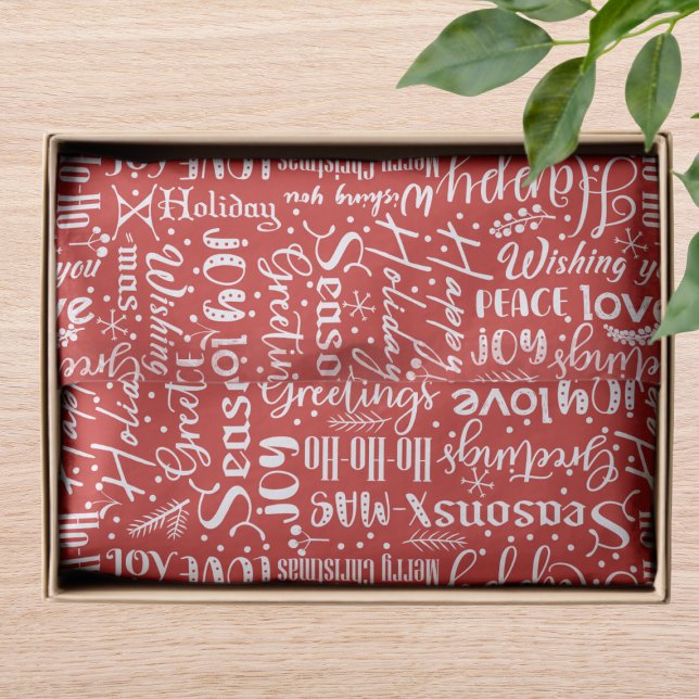 Modern Red Christmas Holiday Typography Tissue Paper (Creator Uploaded)