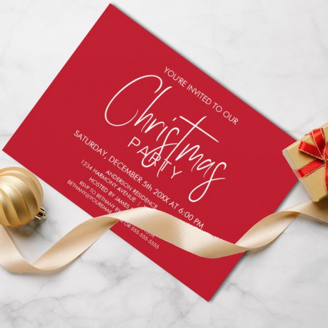 Modern Red Christmas Party Invitation (Creator Uploaded)