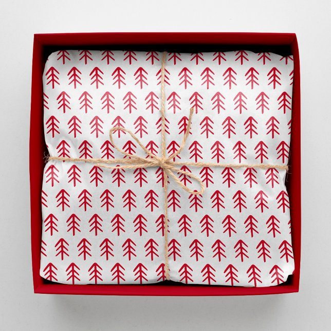 Modern Red Christmas Tree Pattern Tissue Paper (Creator Uploaded)