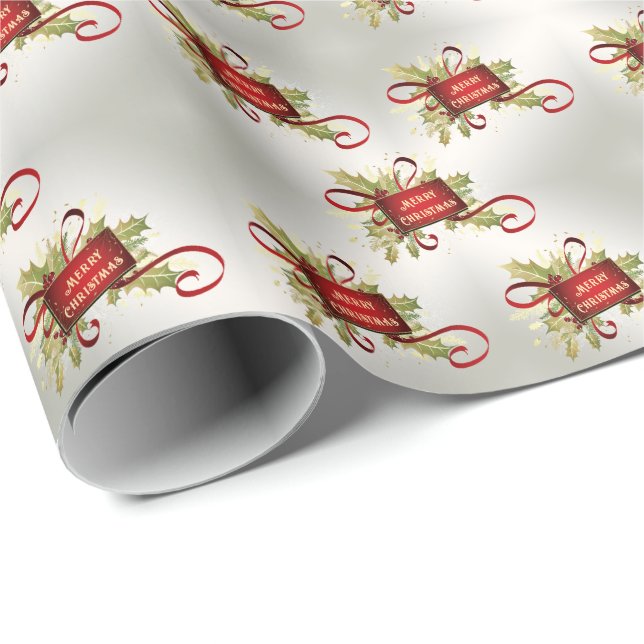 Modern Red Christmas Wrapping Paper (Roll Corner)