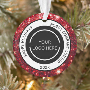 Modern Red Company Logo and Name  Ornament