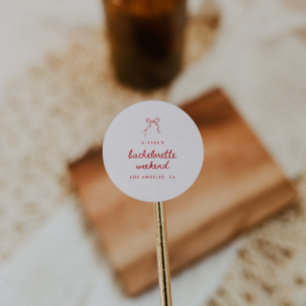 Modern Red Coquette Bow Bachelorette Weekend Classic Round Sticker