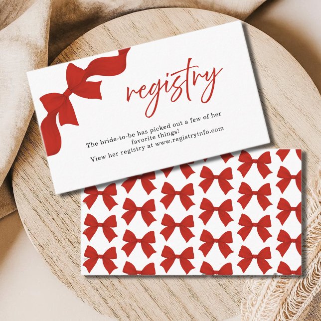 Modern Red Coquette Bow Registry Enclosure Card (Creator Uploaded)